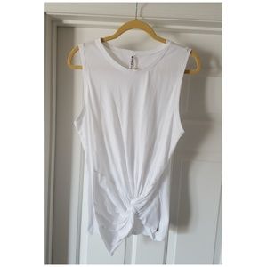 Fabletics White Knot Gym Tank Size Large